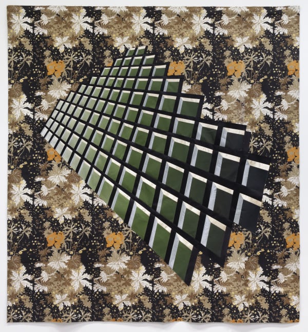 Inger Bergström, Perspective of Glossy Fabrics with Floral Background II, 2021