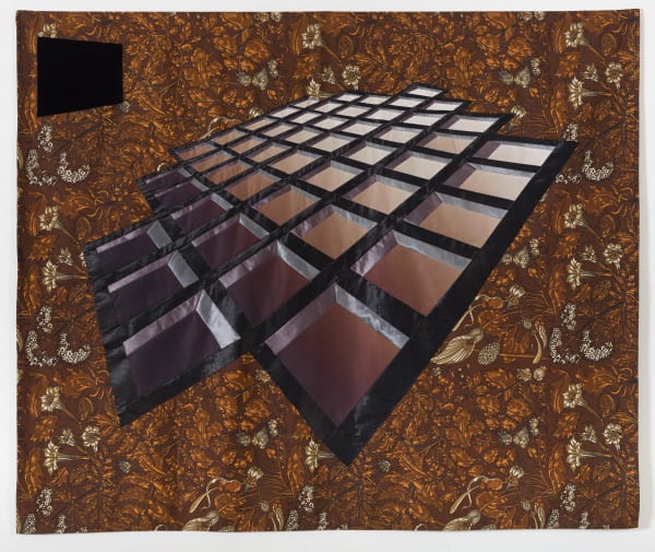 Inger Bergström, Perspective of Glossy Fabrics on Floral Background V, 2024