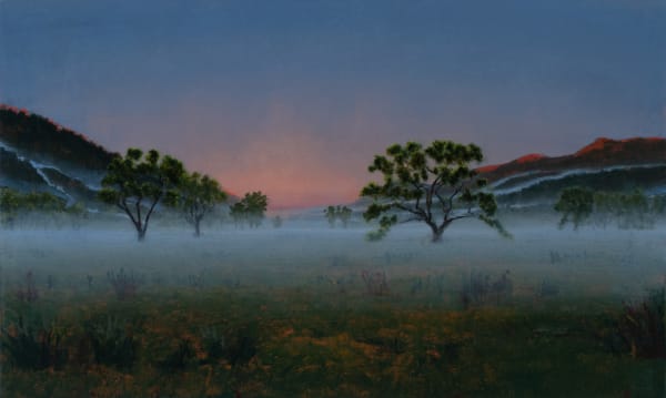 Stephen Hannock Silverado Ribbons Through Calistoga Oak (Mass MoCA #365), 2025 Polished oil over acrylic on canvas 18 x 30 inches 45.7 x 76.2 cm Framed: 25 3/8 x 37 1/2 inches 64.5 x 95.3 cm