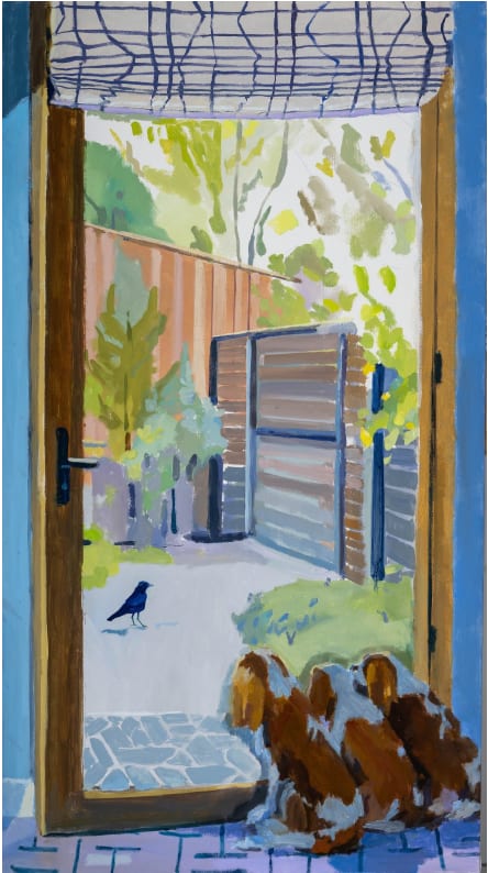 Linda Pouliot Waiting for Mom, 2024 Oil on canvas 22 x 40 x 7/8 inches 55.9 x 101.6 x 2.2 cm Framed: 23 5/8 x 41 1/2 inches 60 x 105.4 cm