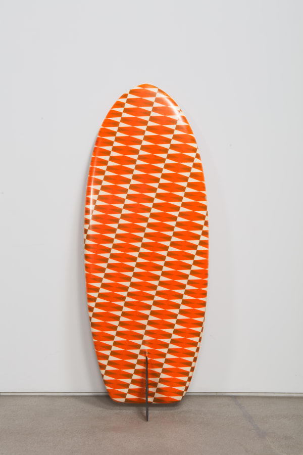 Barry McGee Untitled, 2023 Acrylic on surfboard 48 x 18 5/8 x 5 13/16 inches 121.9 x 47.3 x 14.8 cm