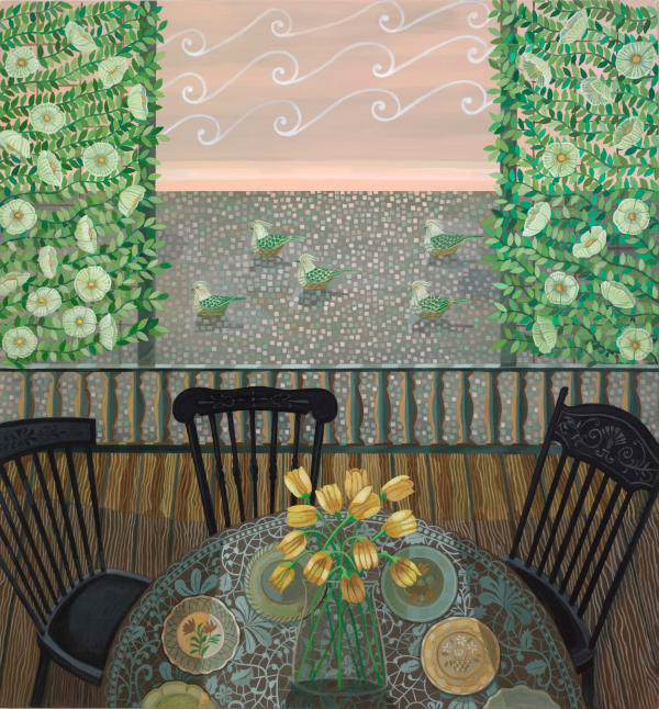 Gail Spaien Lunch on the Porch, 2024 Acrylic on linen 41 x 44 inches 104.1 x 111.8 cm