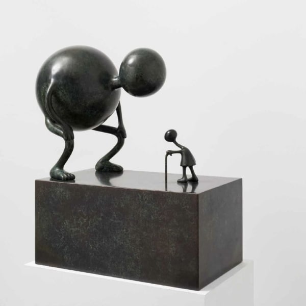 Tom Otterness Youth and Age, 2017 Bronze 26 1/4 x 24 x 14 inches 66.7 x 61.0 x 35.6 cm