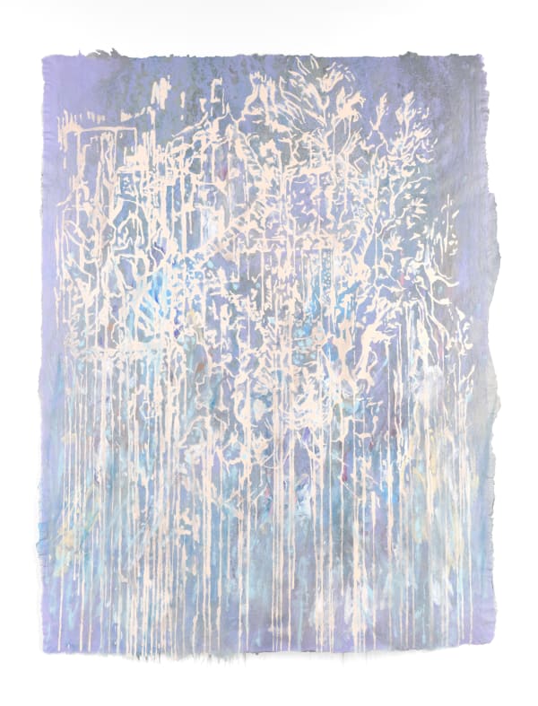 Diana Al-Hadid Wild Lover in a Lilac Bloom, 2024 Linen pulp paint and cotton blowout on abaca base sheet Approximately: 40 x 30 inches 101.6 x 76.2 cm Framed: 47 x 37 1/2 inches 119.4 x 95.3 cm