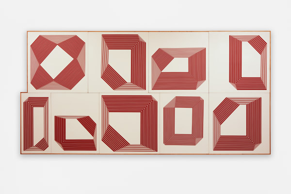 Barry McGee Untitled, 2023 Acrylic on wood panel; 9 elements 97 1/16 x 198 1/4 inches 246.5 x 503.6 cm