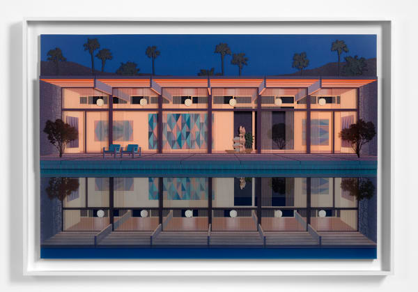 Lucy Williams The Collector's House #1, 2025 Paper, Perspex, engineered wood, cotton embroidery thread, piano wire and acrylic paint on birch ply panel 29 1/2 x 44 1/2 inches 75 x 113 cm Framed: 33 5/8 x 48 1/2 inches 85.4 x 123.3 cm