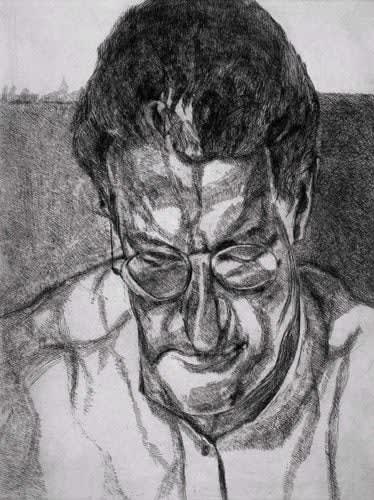 Lucian Freud The Painter's Doctor, 2005-2006 Etching on Somerset white paper 30 1/2 x 24 1/4 inches 77.47 x 61.6 cm