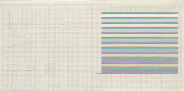 Bridget Riley Untitled (Related to 'Sound'), 1972 Pencil and gouache on graph paper 13 1/2 x 28 inches 34.3 x 71.1 cm Framed: 21 1/4 x 36 1/2 x 1 3/4 inches 54 x 92.7 x 4.5 cm