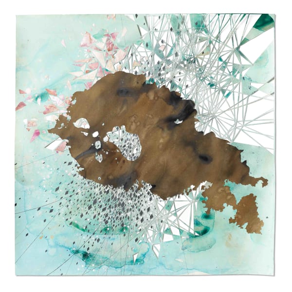 Val Britton Reverberation #49, 2017 Acrylic, ink, collage, and cut out paper 36 x 36 inches 91.4 x 91.4 cm Framed: 41 x 41 inches Framed: 104.1 x 104.1 cm