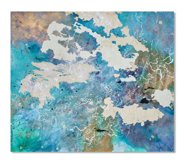 Val Britton Transit, 2025 Acrylic, ink, collage, monoprint, and colored pencil on paper 58 1/2 x 68 inches 148.6 x 172.7 cm Framed: 64 1/4 x 73 1/2 inches