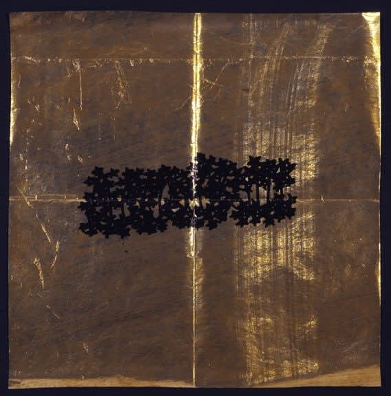 James Lee Byars Untitled, 1992 India ink on golden paper 8 3/4 x 8 3/4 inches 22.2 x 22.2 cm Framed: 14 1/2 x 14 1/4 x 1 3/8