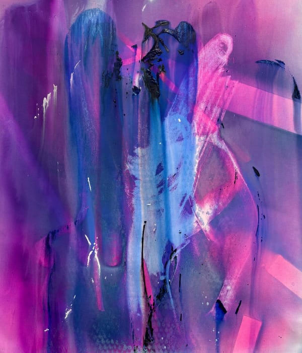 Liam Everett Untitled (lagta nahi), 2025 Ink, oil, sand on linen 37 x 31 1/2 inches 94 x 80 cm