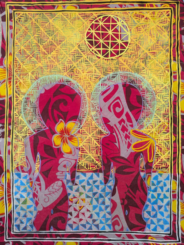 Telly Tuita, Twin Figures on Sky Blue, 2024