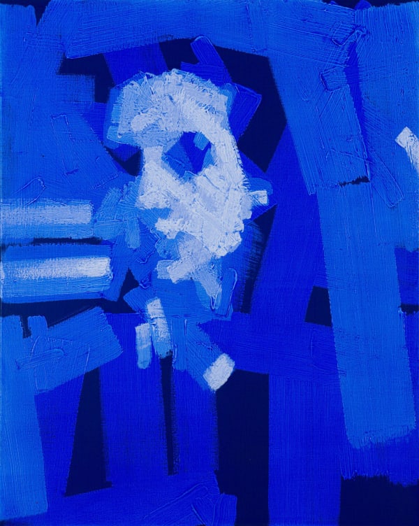 Patrick Tresset, 30 year old woman in blue, 2023