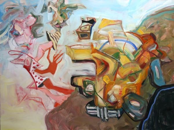 Robert JESSUP, Yellow Car with Woman and Puppet, 2011