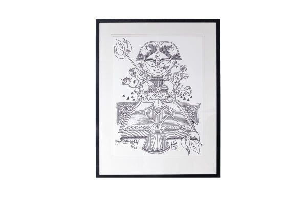 Sanjay Bhattacharyya Durga Pen and Ink