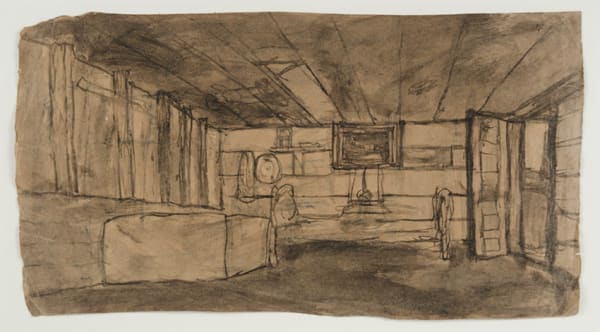 James Castle, Untitled (interior with open door)