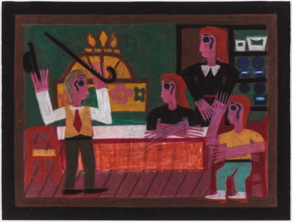 Eddie Arning, Untitled (Family at Table), 1968-70
