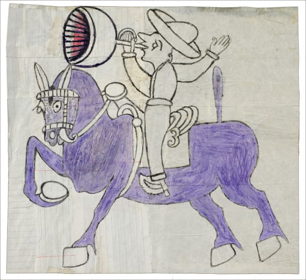Martín Ramírez, Untitled (Horse and rider with Bugle), 1960-63