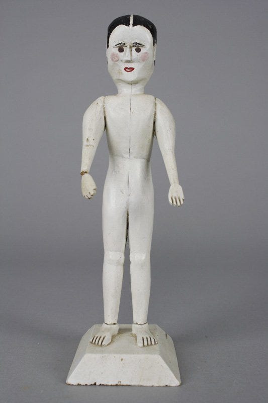 FOLK ART, BOY WITH ROSY CHEEKS FOLK ART, circa 1930