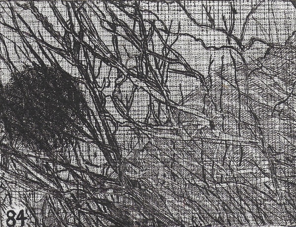 Raymond Arnold Elsewhere World Fragment No 84 2nd state, 2019 Etching on Arches 300gsm paper 40 x 30cm Edition of 4