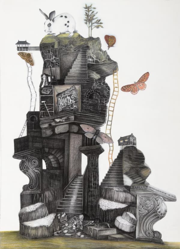 Helen Wright and Lyn Reeves House of Ash, Deciphering the Ruins , 2013 charcoal and pencil on paper, unframed 120 x 80cm