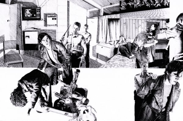 Matt Coyle Arrested, 2005 pure pigment ink on Arches 300gsm paper, framed 36 x 54 cm