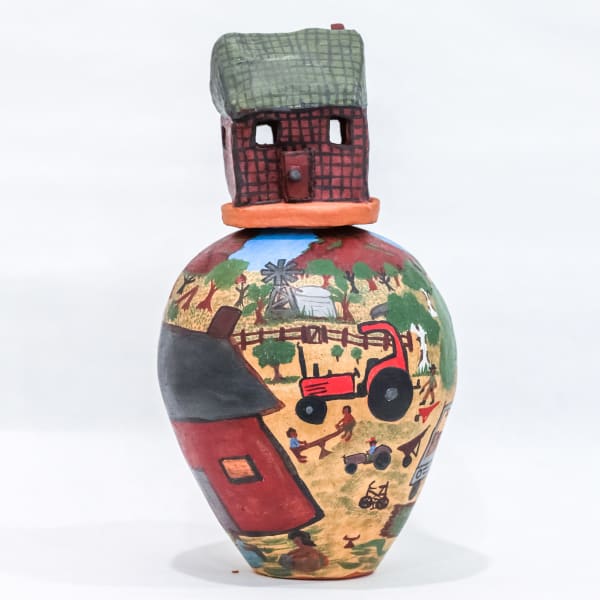 Stephanie Ratara Outstation, 2021 terracotta and underglazes 30 x 16cm