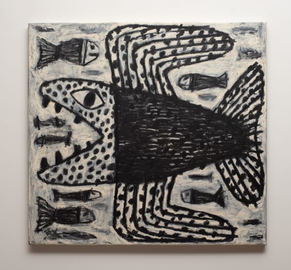 Tom O'Hern Prehistoric fish (Brooker Highway), 2025 oil stick on canvas 77 x 82 cm (stretcher size)