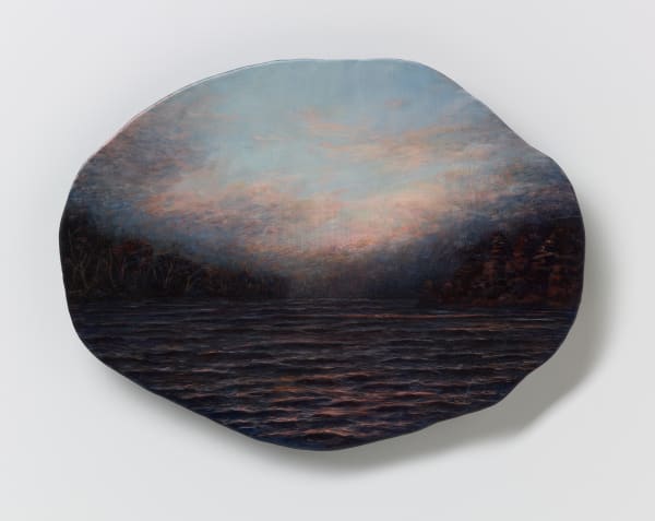 Michaye Boulter We contain multitudes XIV, 2021 oil on hand beaten steel 16 x 21cm