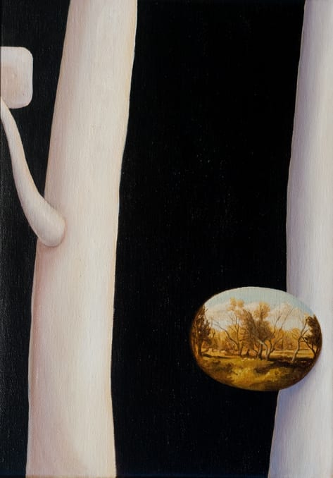 David Keeling Ghost gum VI, 2010 Oil on linen, framed 35.5h x 25.5w cm (stretcher size)