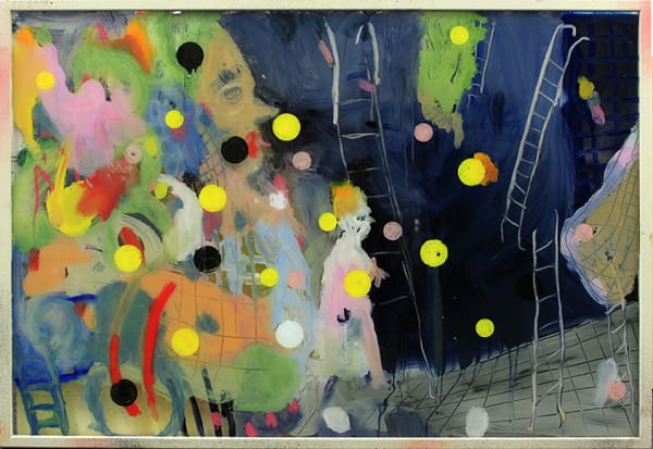 Mish Meijers Impossible Opera: Question time, 2018 oil on glass 62.5 x 90 cm