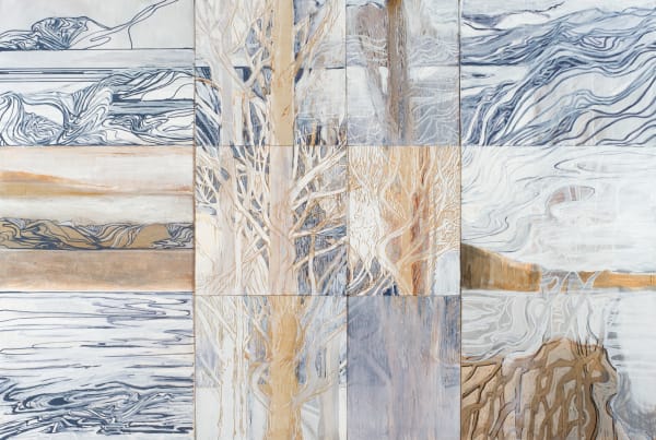 Caroline Rannersberger White Trees and Ocean, 2022 acrylic on wood panel and Belgian linen 8 panels: 92 x 135.5 cm (overall size)