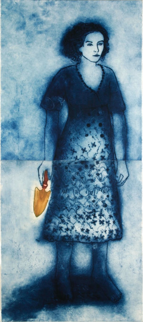 Barbie Kjar Garden of wishes AP, 2005 drypoint etching on paper, unframed 2 panels 180 x 76 cm (paper size)