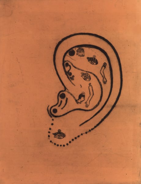 Barbie Kjar Alegrie, 2nd state, 2017 drypoint etching on paper, unframed 41 x 29.5 cm Edition of 20 plus 2 artist's proofs