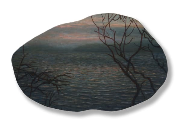 Michaye Boulter Crossing II, 2023-24 oil on hand-beaten steel 14 x 22 cm (approximate steel size)