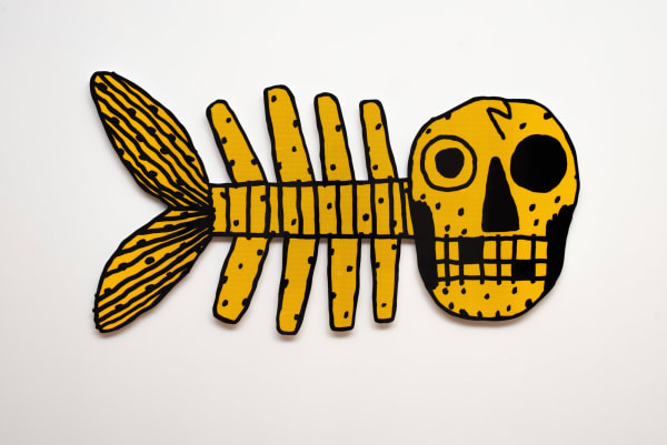 Tom O'Hern Boner, 2023 enamel and reflective vinyl on aluminium 119 x 64 x 2.5 cm