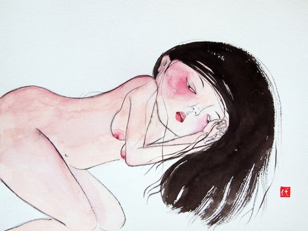 Dai Li Blue, 2013 watercolour & ink on paper, framed 24 x 32 cm (paper size)