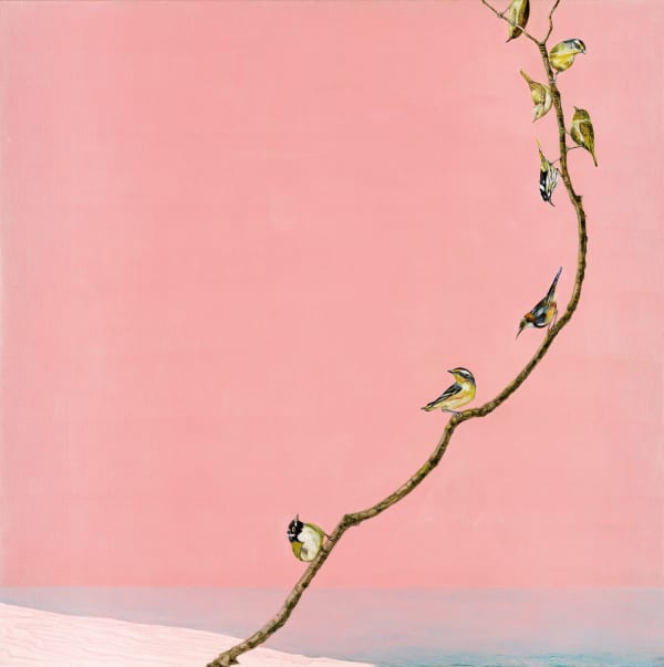 Helen Wright Eyes to the wind (of change), 2021 pearlescent oil paint on linen, framed 102 x 101 cm