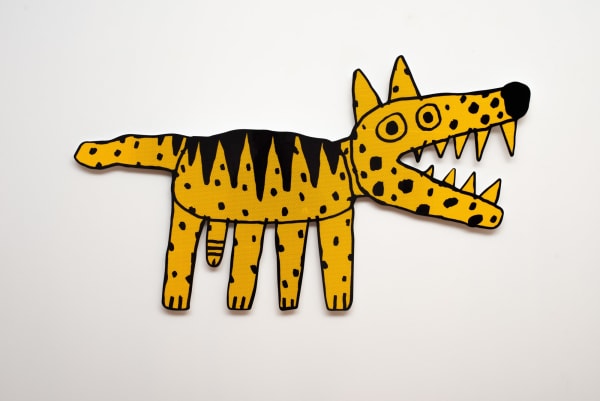 Tom O'Hern Dead dog, 2023 enamel and reflective vinyl on aluminium 119 x 70 x 2.5 cm