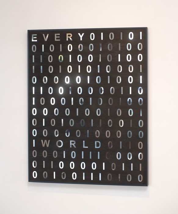 Brigita Ozolins Every substance is a world apart, 2017 stained timber & stainless steel, framed 105 x 82 cm