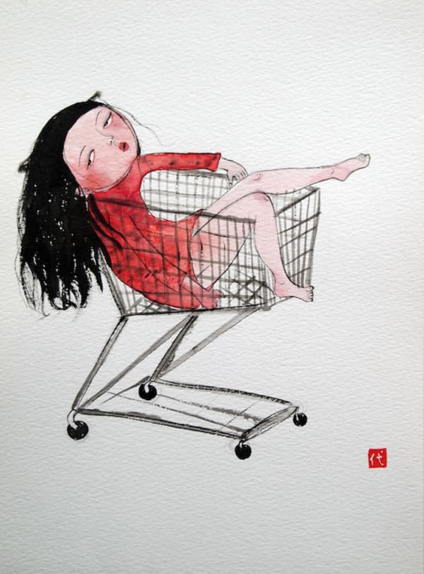 Dai Li Abandon, 2013 watercolour & ink on paper, framed 32 x 24 cm (paper size)