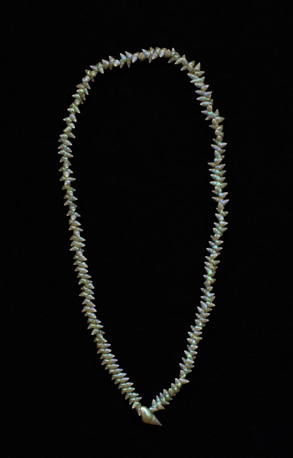Bec Woolley palawa necklace, 2023 blue maireener shells with 1 king maireener 84 cm (overall length)