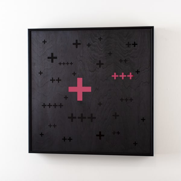 Brigita Ozolins Constellation, 2025 spirit stain, hardwax oil & perspex on birch ply, framed 60 x 60 cm