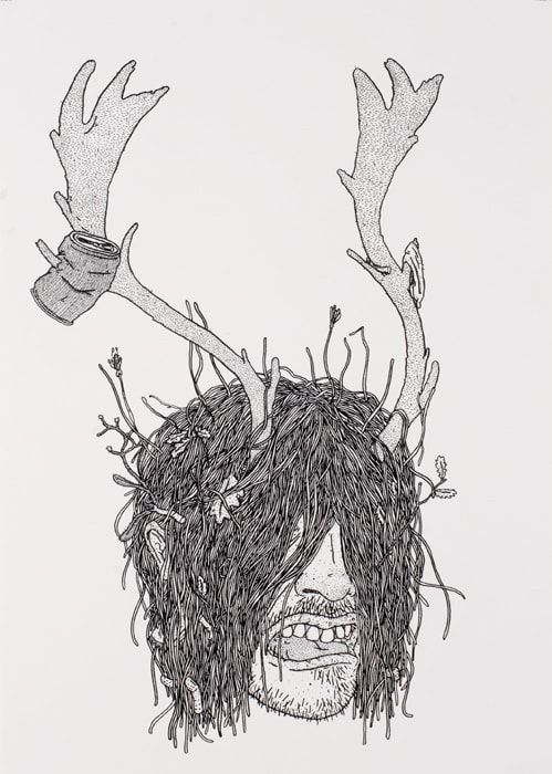 Tom O'Hern Hern the mad grazer, 2010 Indian ink on paper, unframed 95.5h x 70w cm (sheet size), 101h x 71.5w cm (box frame)