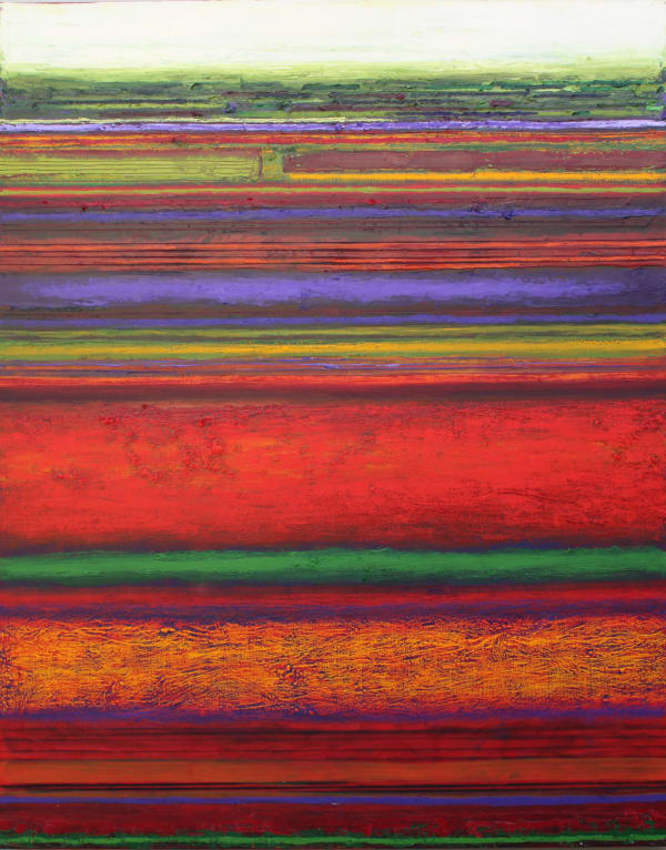 Patrick Grieve Folded fields with red volcanic soil, 2018 oil on linen 152 x 122 cm