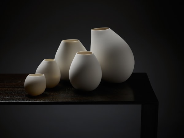 Belinda Winkler Gathering shadows #4, 2015 Southern Ice porcelain 5 objects: 16 x 26 x 23 cm (approximate installation size)