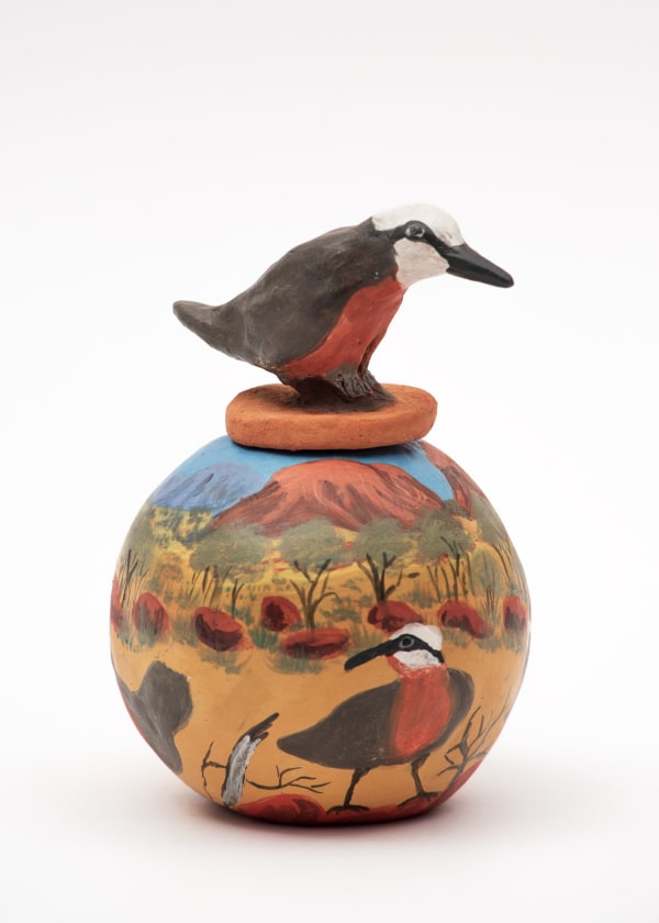 Judith Pungkarta Inkamala Tuakitja (honey eater) terracotta and underglazes 15 x 10 cm
