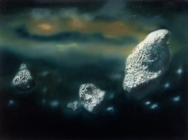 Megan Walch Earth Grazers, 2022 acrylic and oil on wood panel 30 x 40cm