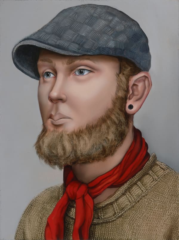 Annika Koops (Inter) Face Value - Beard, 2012 oil on linen, framed 40 x 30cm (stretcher size)